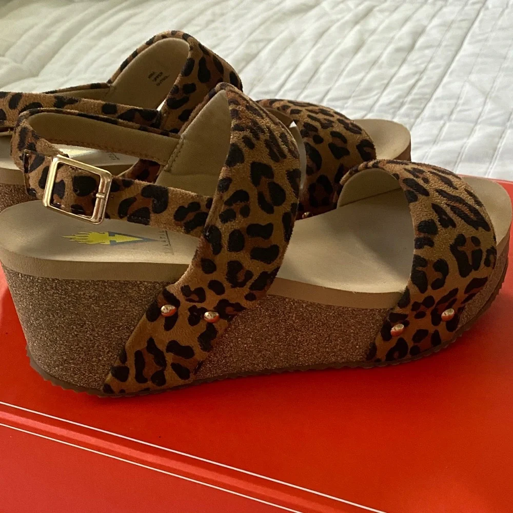 Volatile Tan Leopard Sandals - Picture 2 of 3